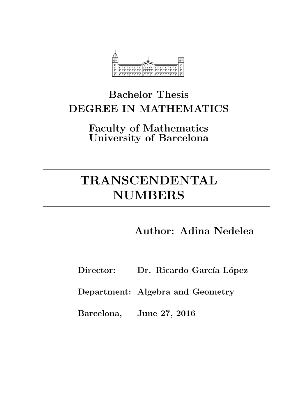 Transcendental Numbers