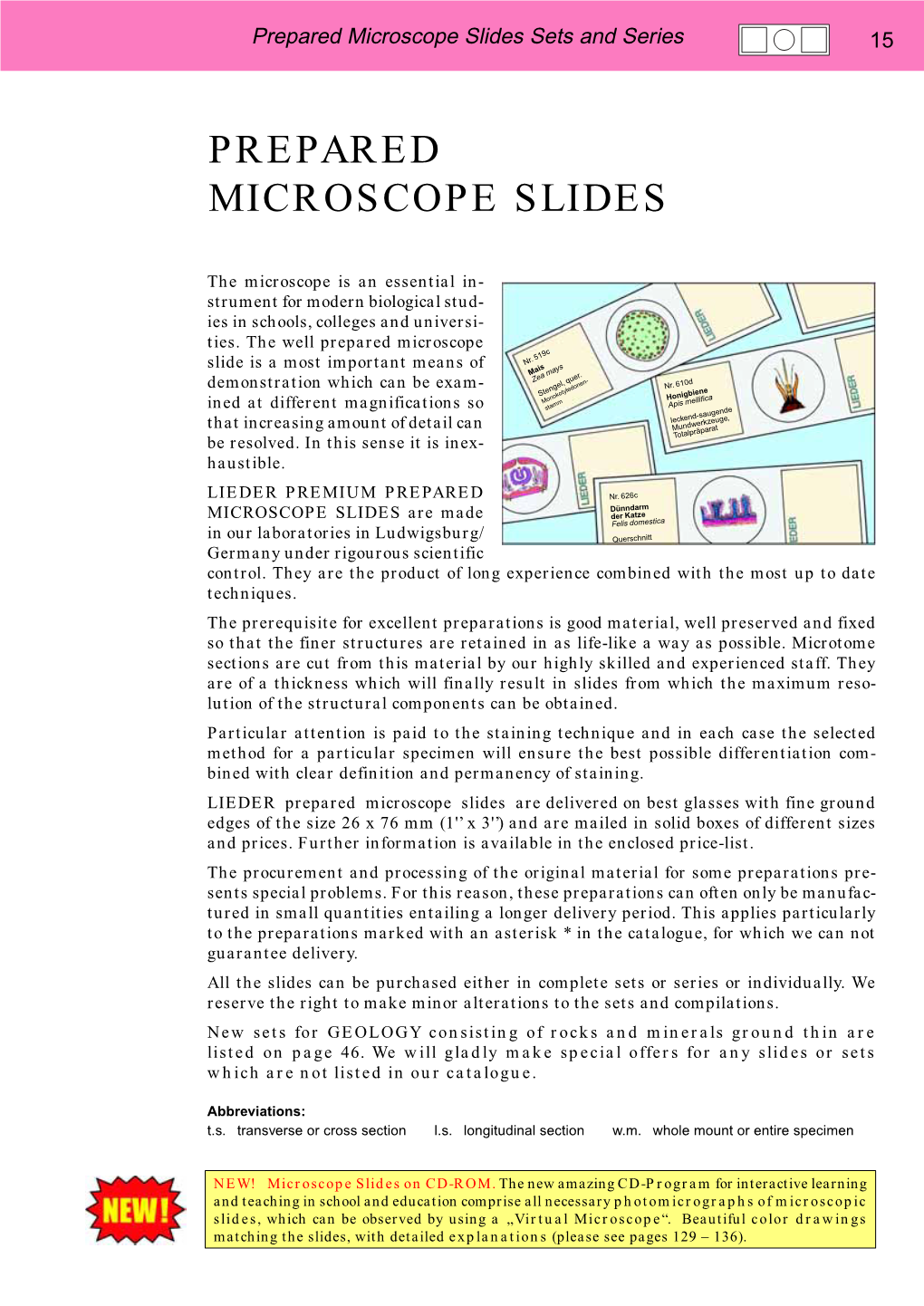 Prepared Microscope Slides in Sets