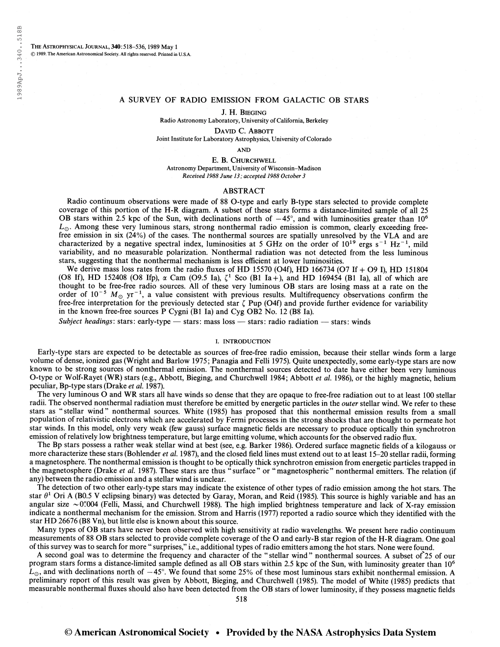 198 9Apj. . .340. .518B the Astrophysical Journal, 340:518-536,1989 May 1 © 1989. the American Astronomical Society. All Rights