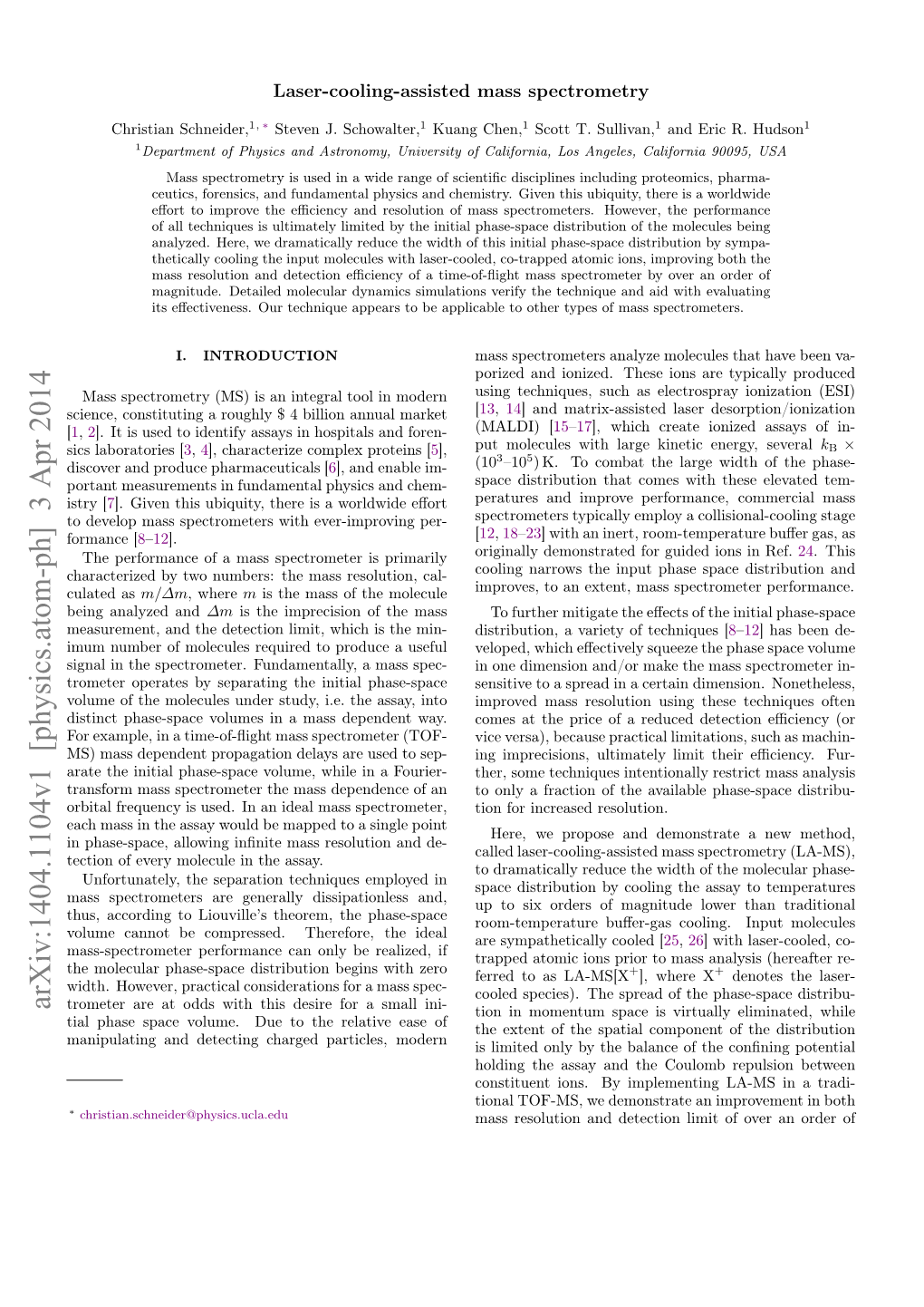 Laser-Cooling-Assisted Mass Spectrometry