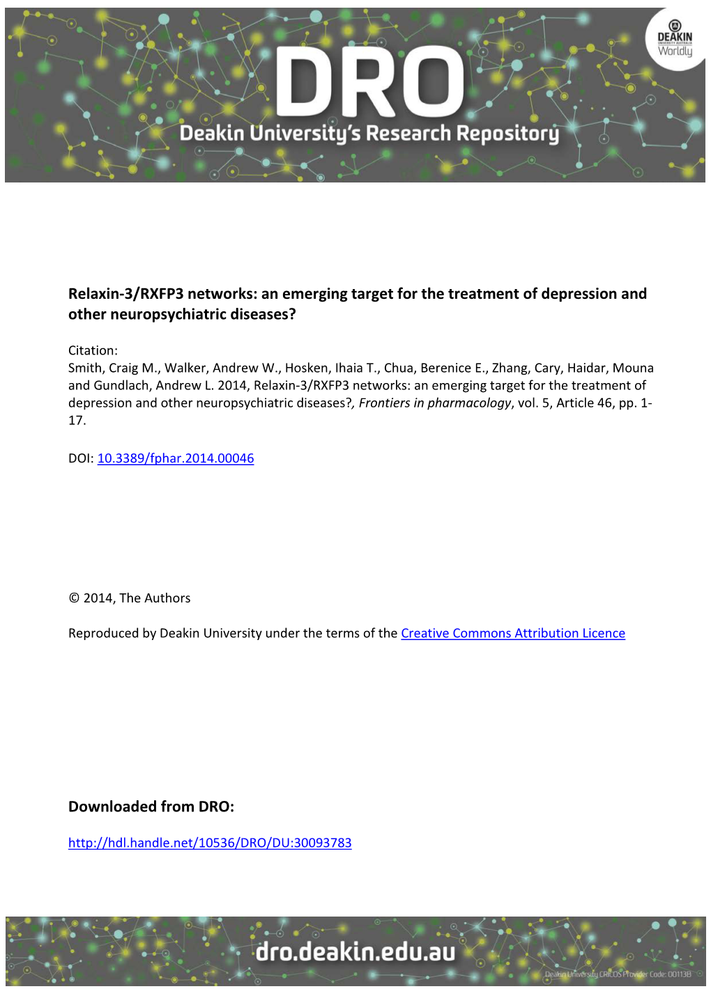 Relaxin-3/RXFP3 Networks: an Emerging Target for the Treatment of Depression and Other Neuropsychiatric Diseases?