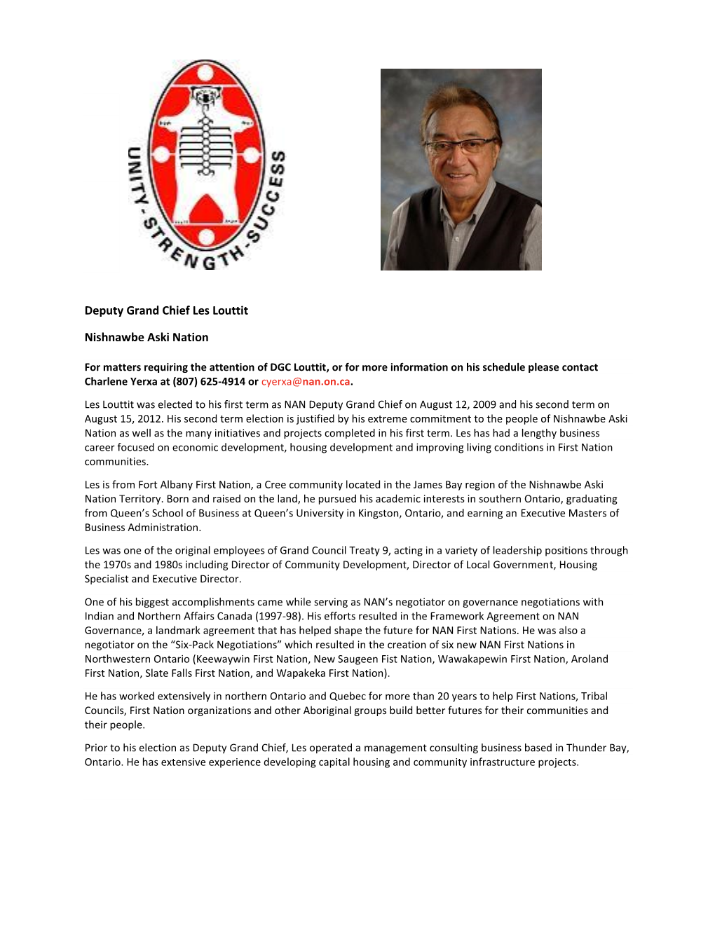 Deputy Grand Chief Les Louttit Nishnawbe Aski Nation