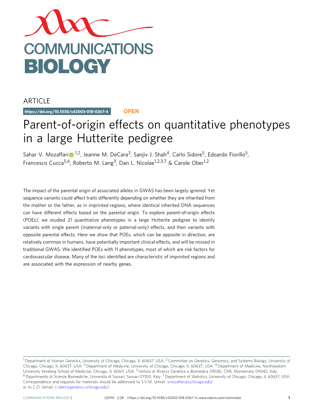 Parent-Of-Origin Effects on Quantitative Phenotypes in a Large Hutterite Pedigree