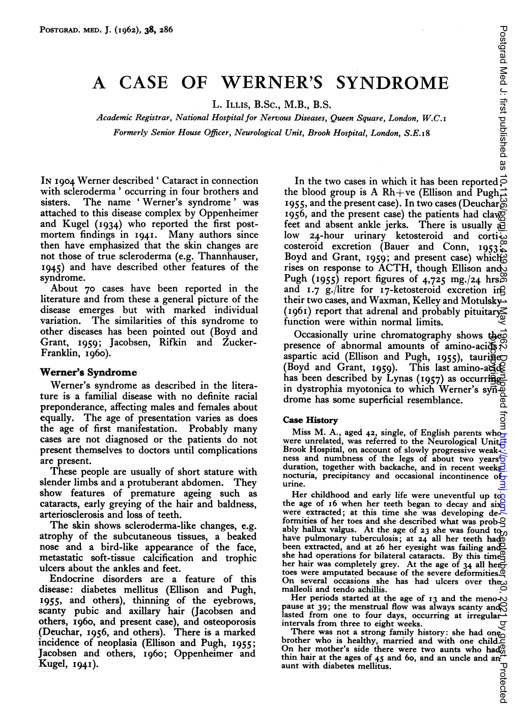 A Case of Werner's Syndrome L