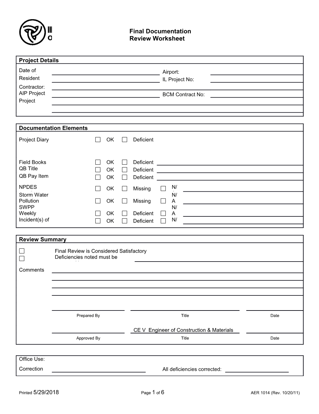 Final Documentation Review Worksheet