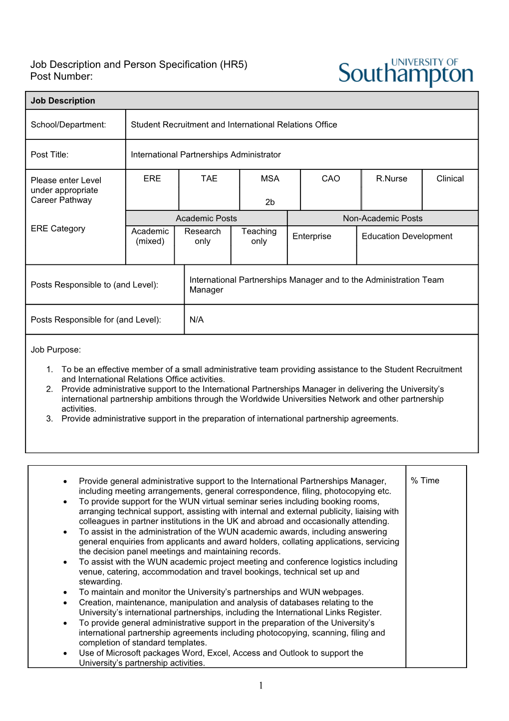Job Description And Person Specification (HR5)