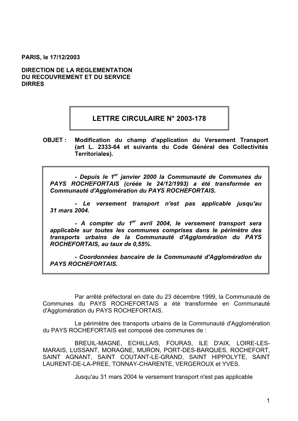 Modification Versement Transport Pays Rochefortais