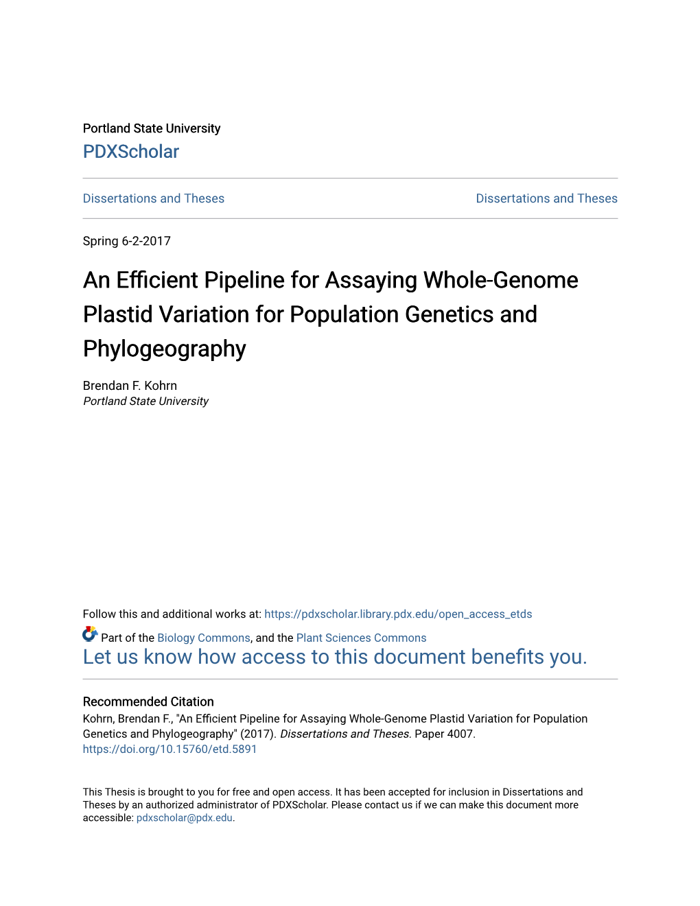 An Efficient Pipeline for Assaying Whole-Genome Plastid Variation for Population Genetics and Phylogeography