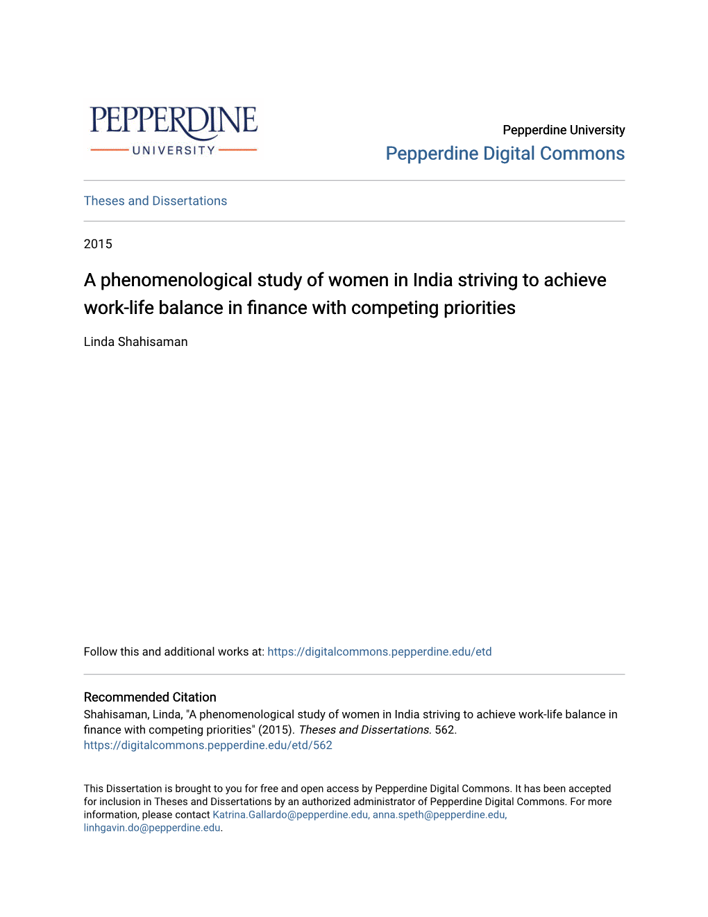 A Phenomenological Study of Women in India Striving to Achieve Work-Life Balance in Finance with Competing Priorities