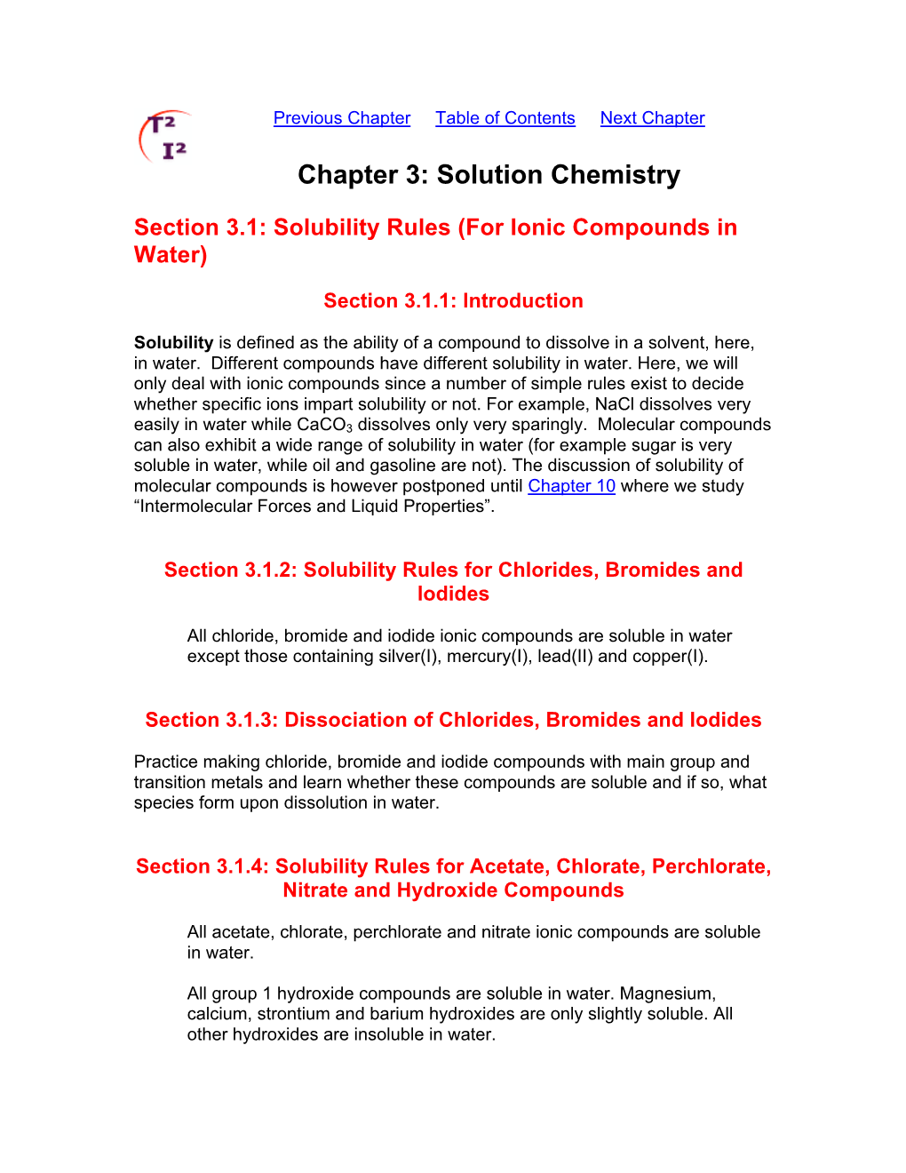 Chapter 3: Solution Chemistry