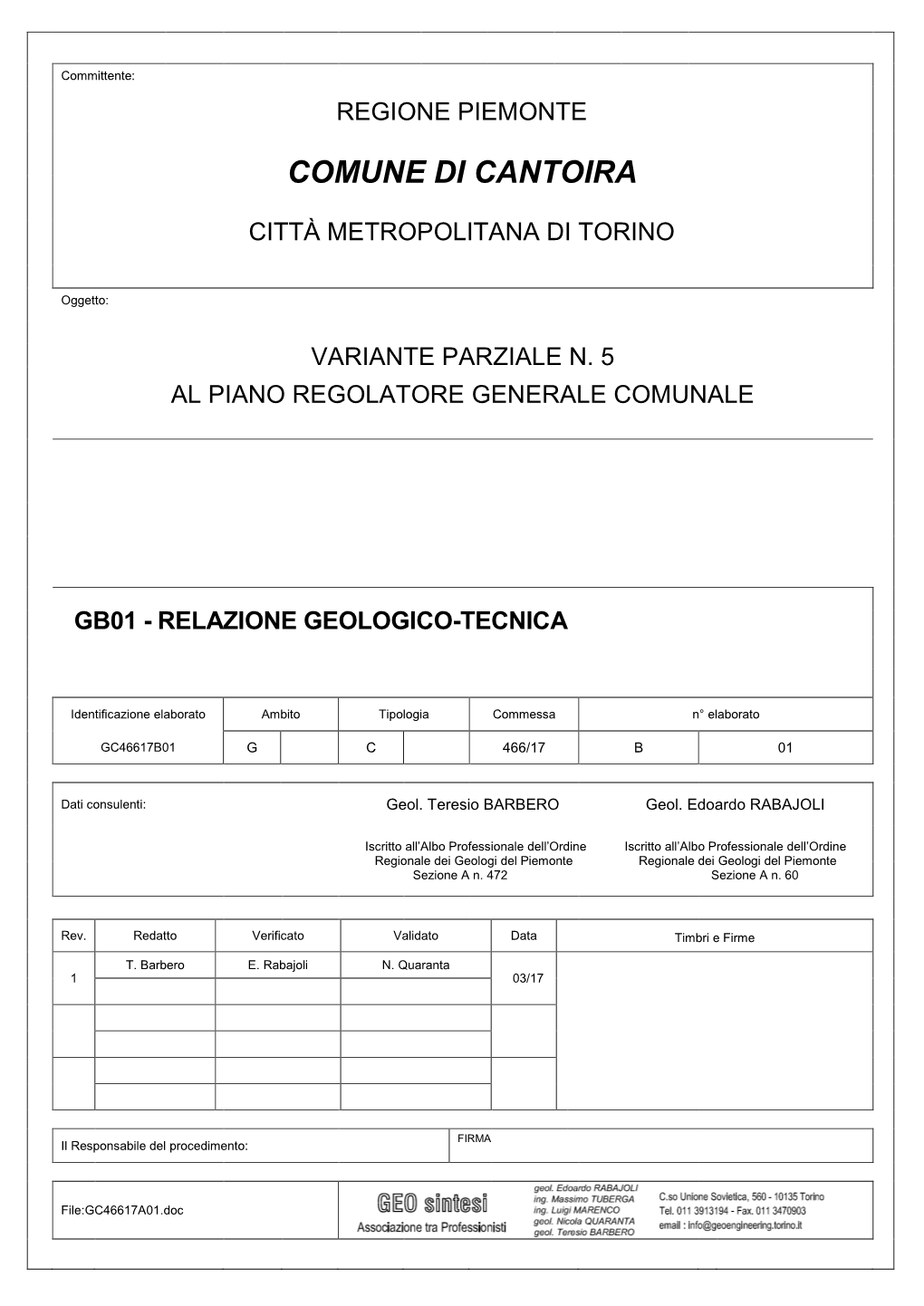 Relazione Geologica