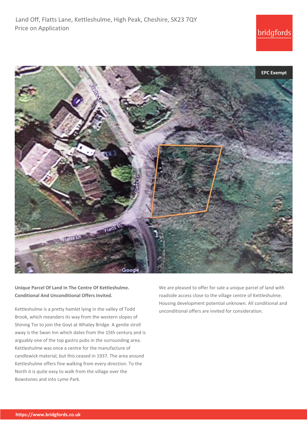 Land Off, Flatts Lane, Kettleshulme, High Peak, Cheshire, SK23 7QY Price on Application