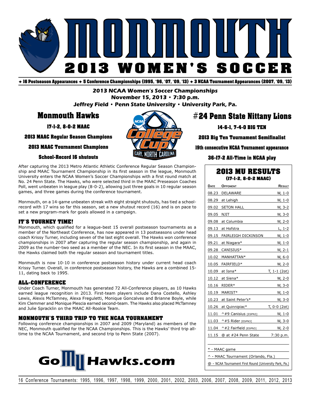 2013 Women's Soccer