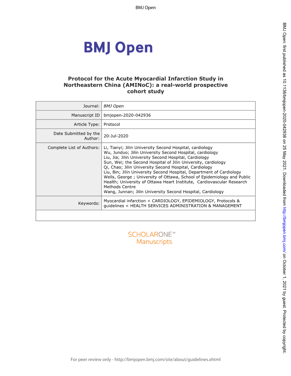 For Peer Review Only - Page 1 of 17 BMJ Open