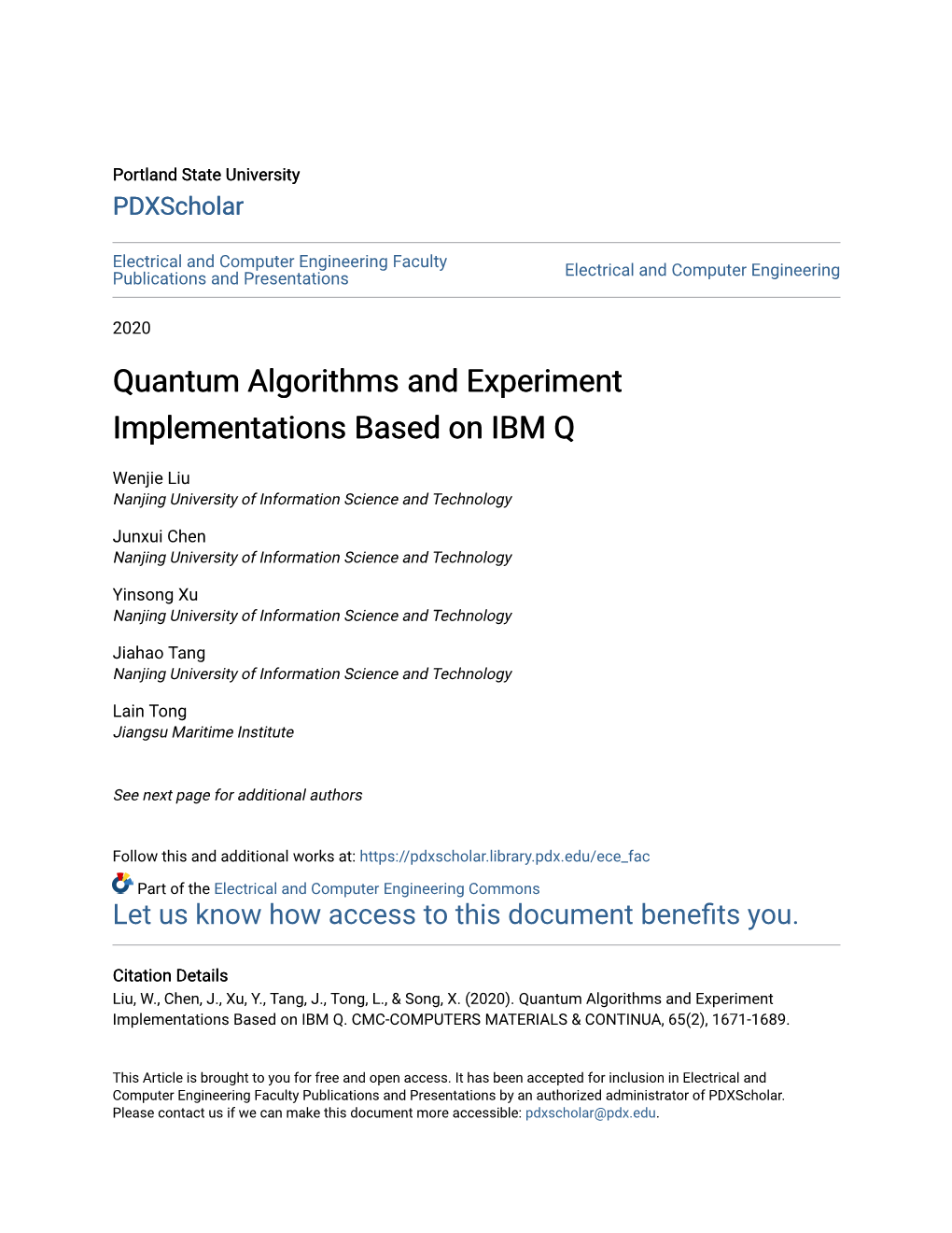 Quantum Algorithms and Experiment Implementations Based on IBM Q