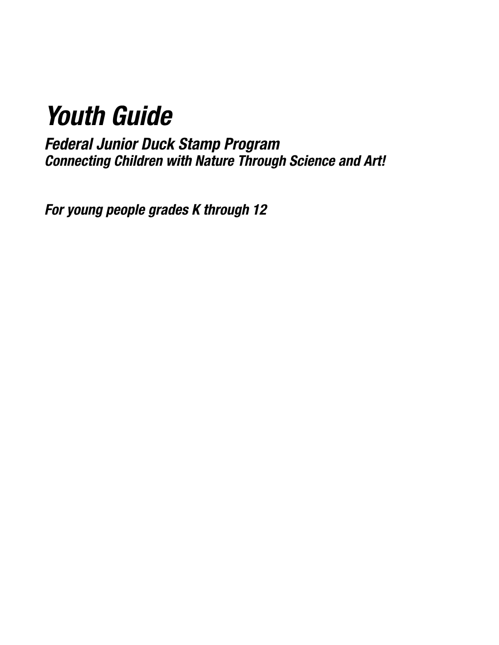 Junior Duck Stamp Youth Guide