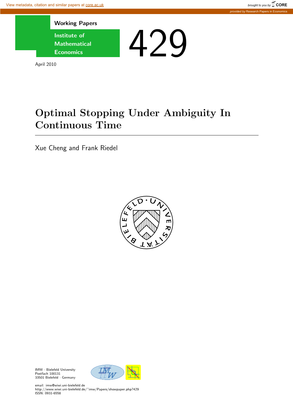 Optimal Stopping Under Ambiguity in Continuous Time