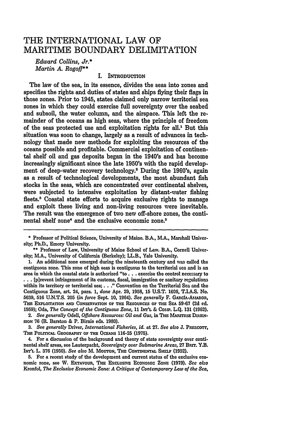 International Law of Maritime Boundary Delimitation