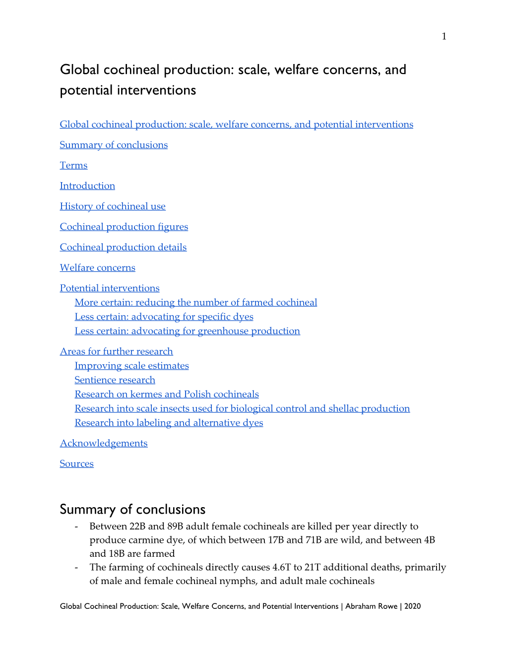 Global Cochineal Production: Scale, Welfare Concerns, and Potential Interventions