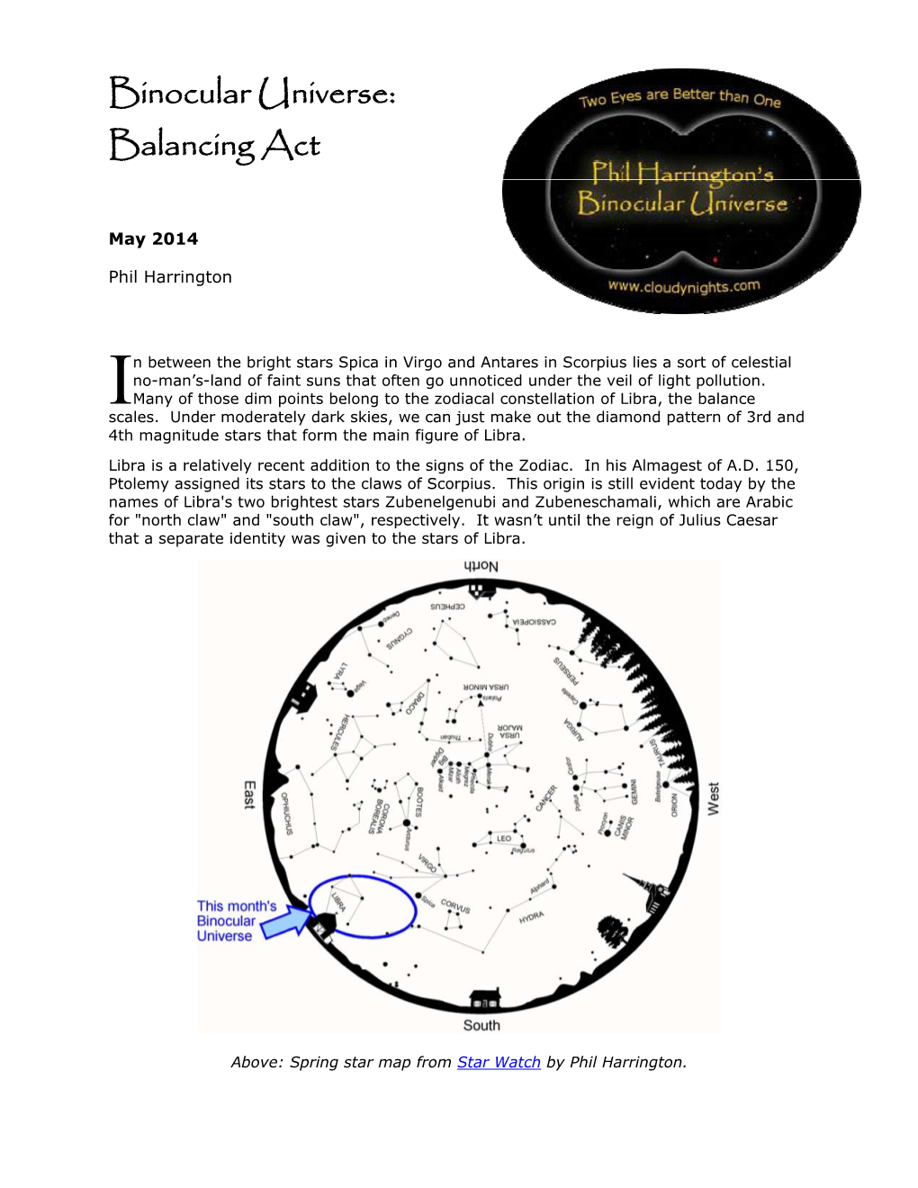 Binocular Universe: Balancing Act