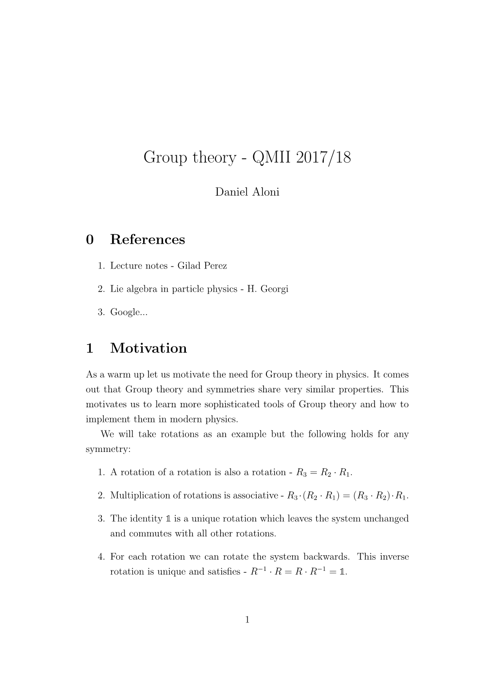 Group Theory - QMII 2017/18