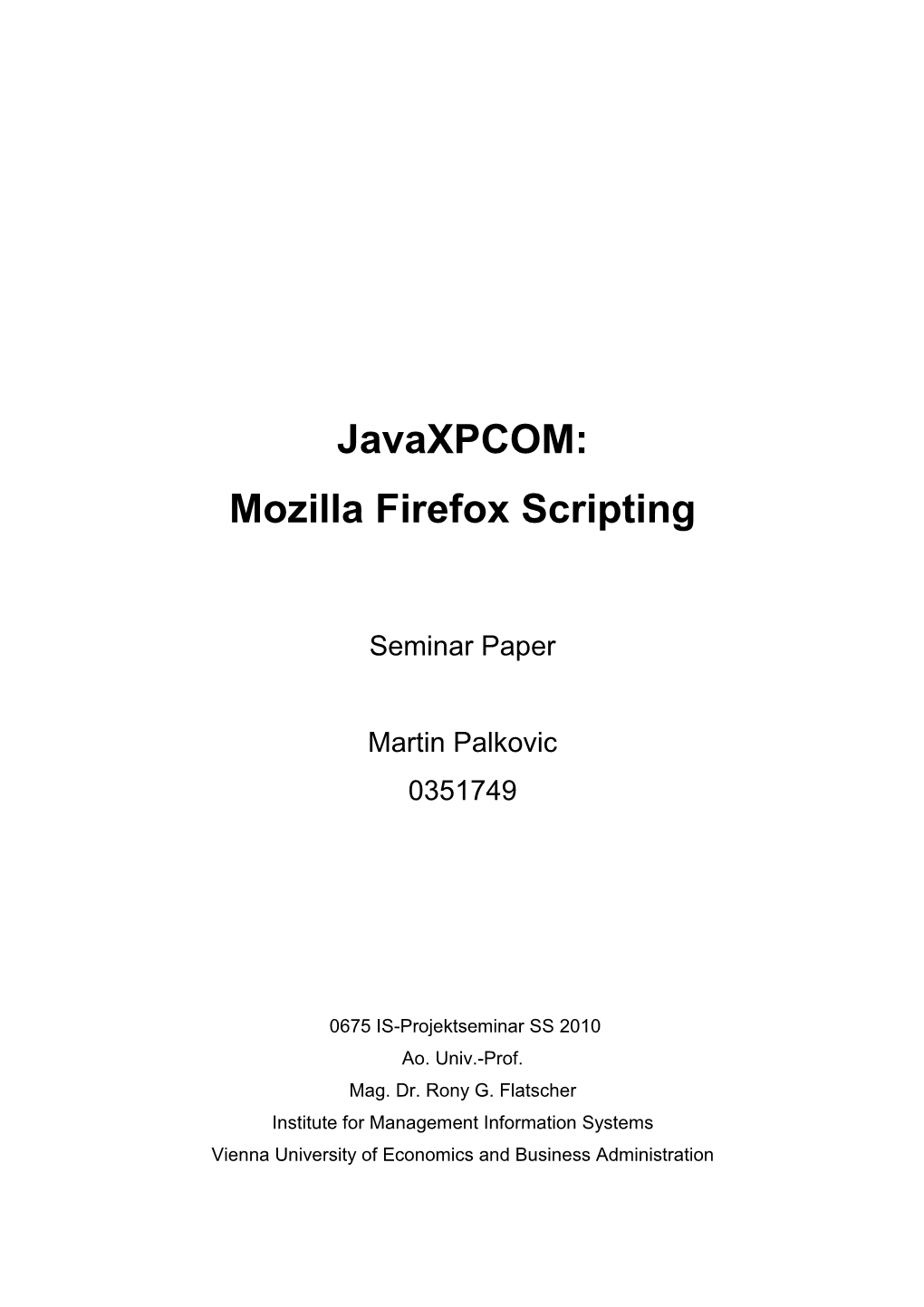 Javaxpcom: Mozilla Firefox Scripting