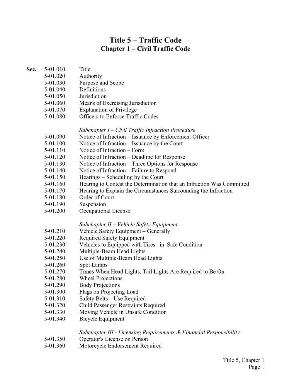 Civil Traffic Code