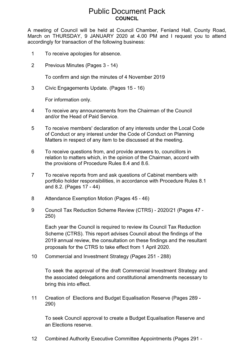 (Public Pack)Agenda Document for Council, 09/01/2020 16:00