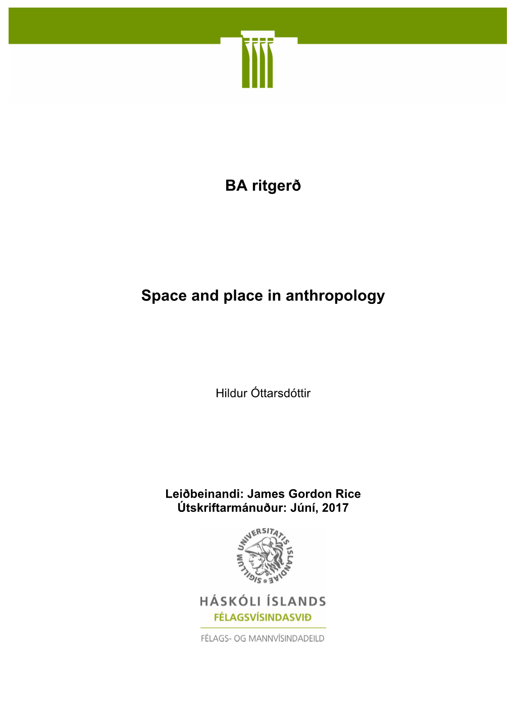 BA Ritgerð Space and Place in Anthropology