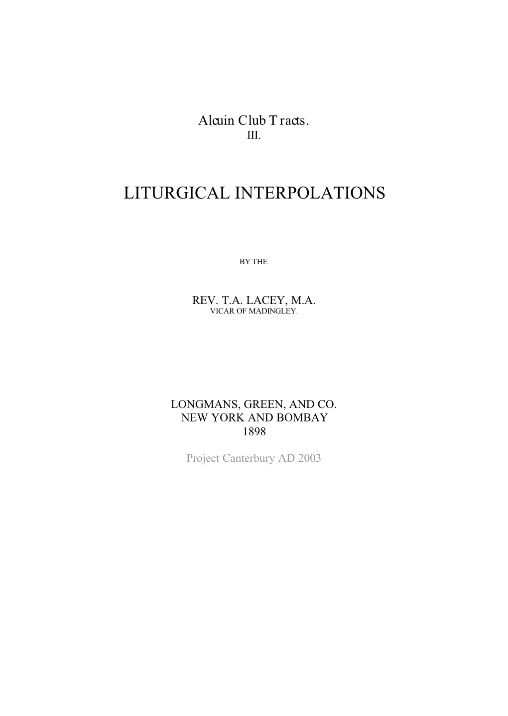 Liturgical Interpolations