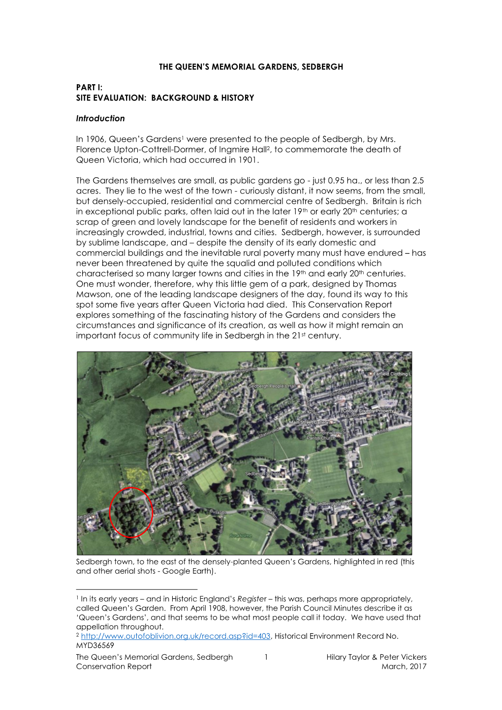 The Queen's Memorial Gardens, Sedbergh Part I