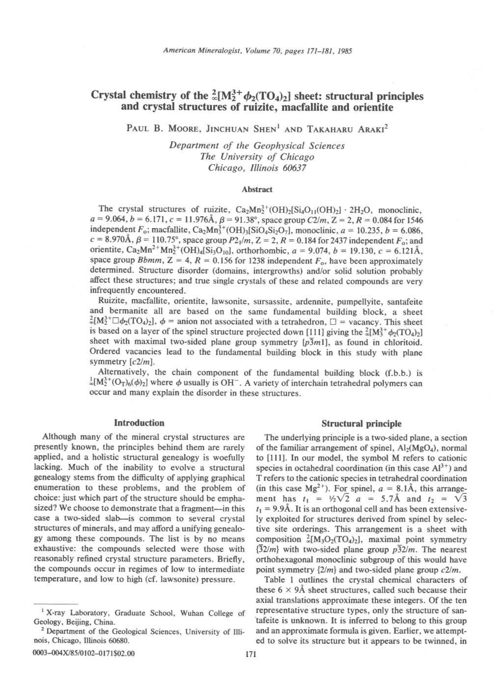 Crystal Chemistry of the 2*Ivl2* 6Z$Oc