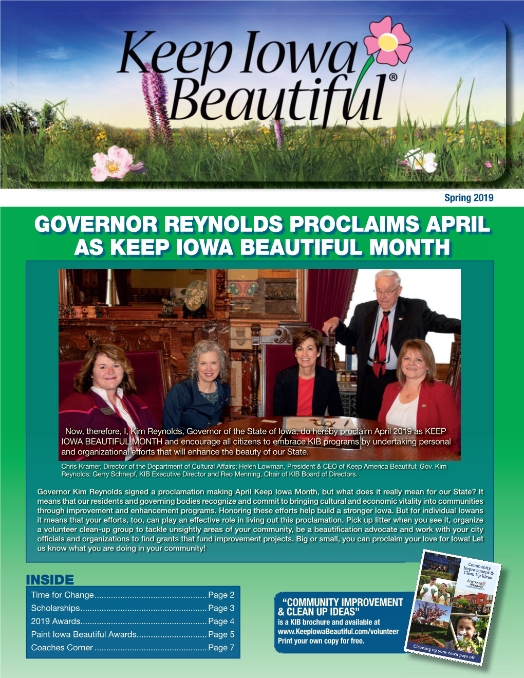 Governor Reynolds Proclaims April As Keep Iowa Beautiful Month