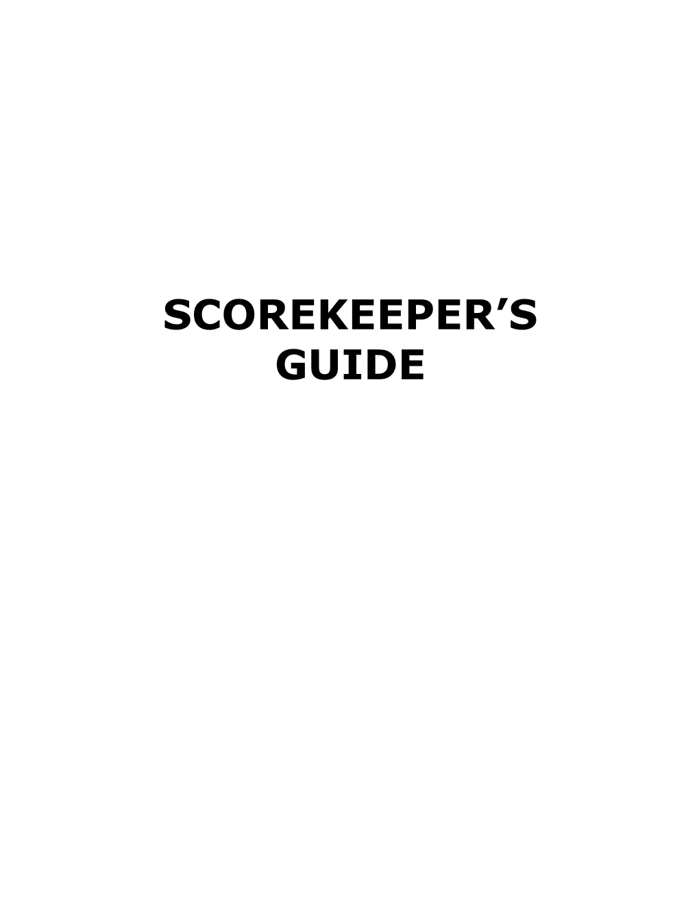 Scorekeeper's Guide