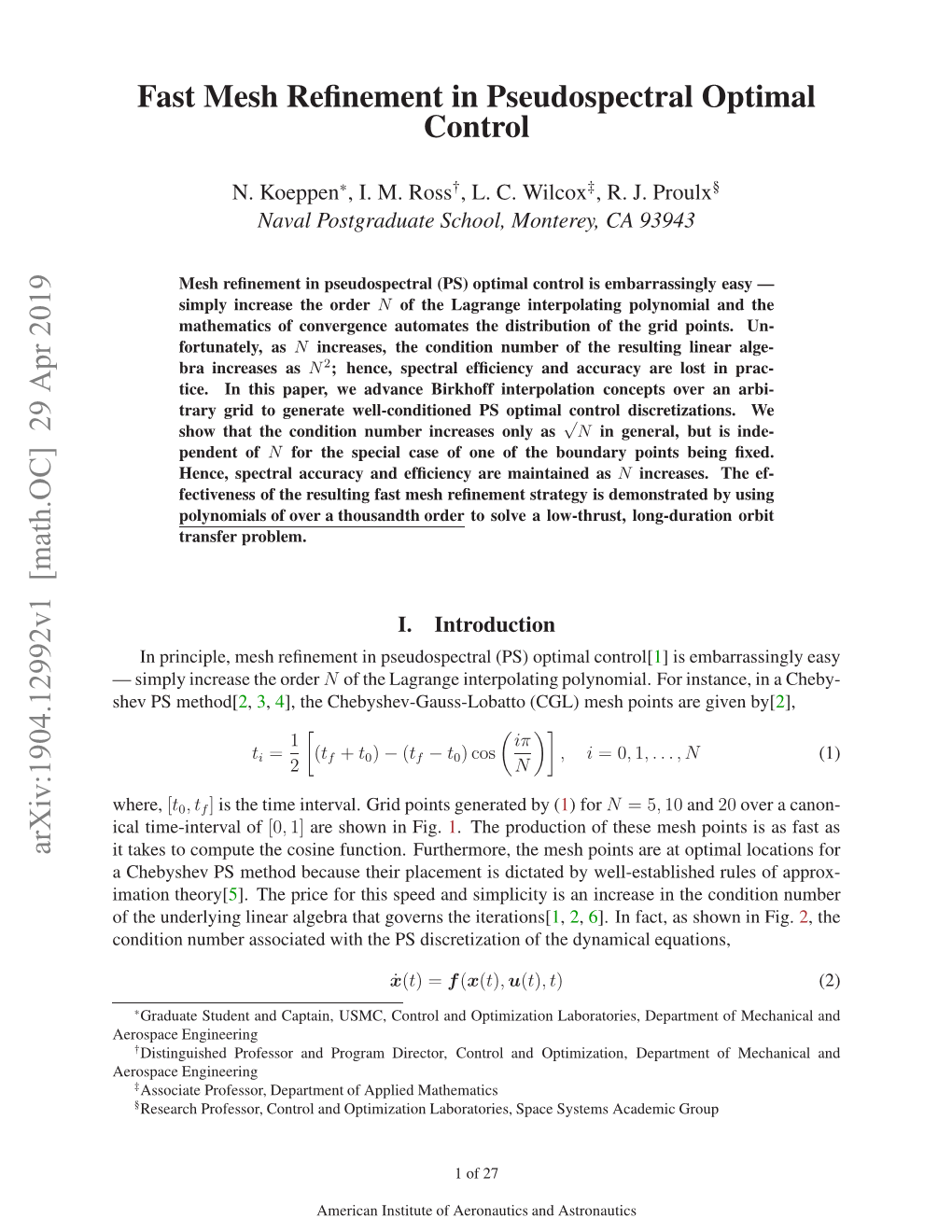 Fast Mesh Refinement in Pseudospectral Optimal Control