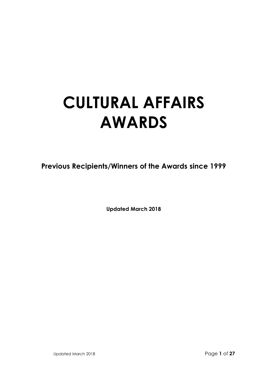 Cultural Affairs Awards