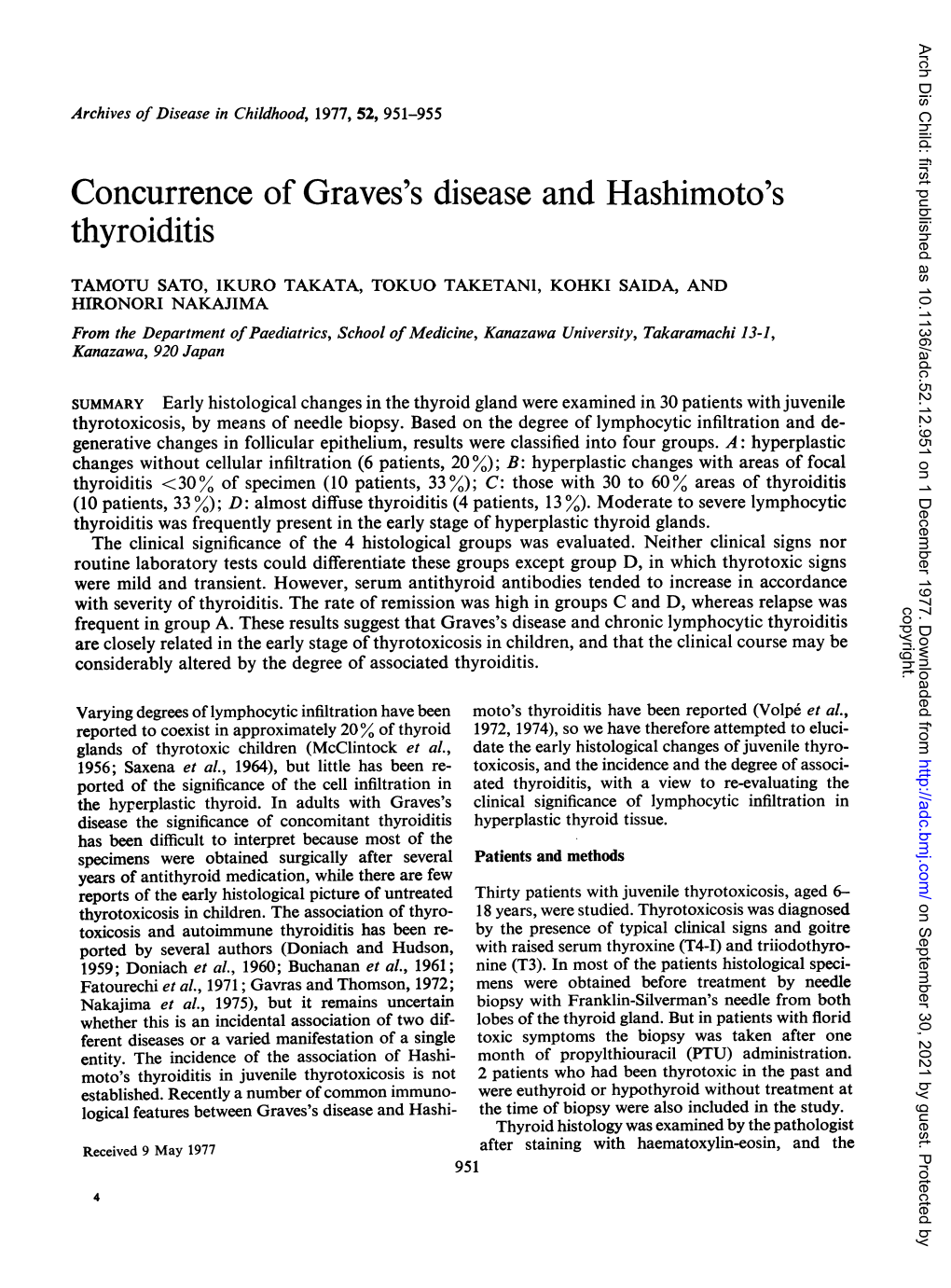 Concurrence of Graves's Disease and Hashimoto's Thyroiditis