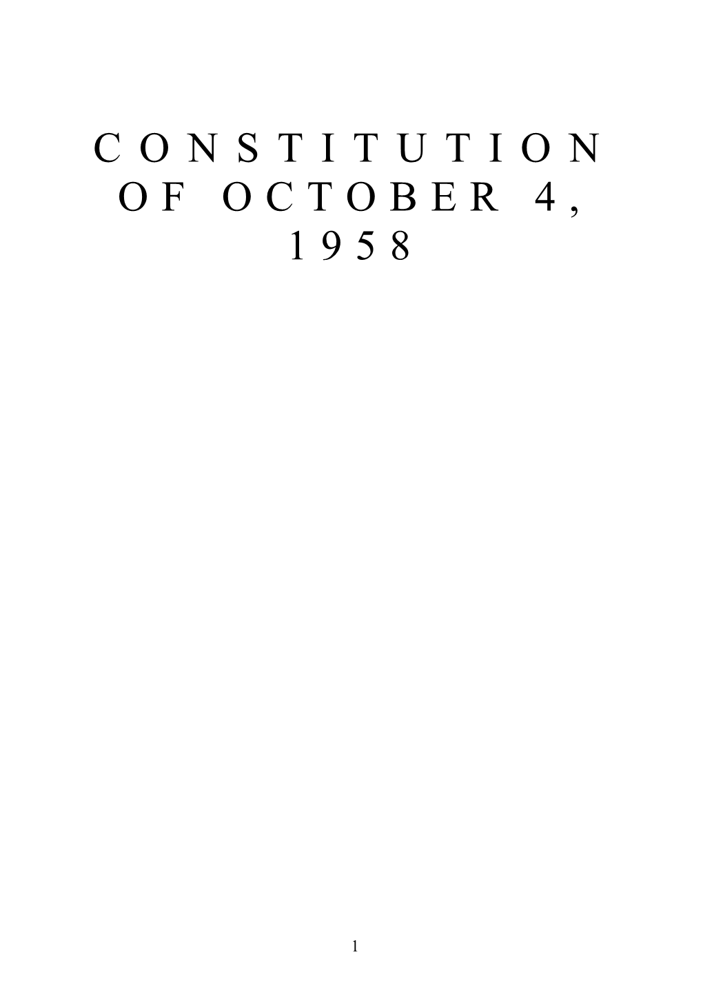 Constitution of October 4, 1958