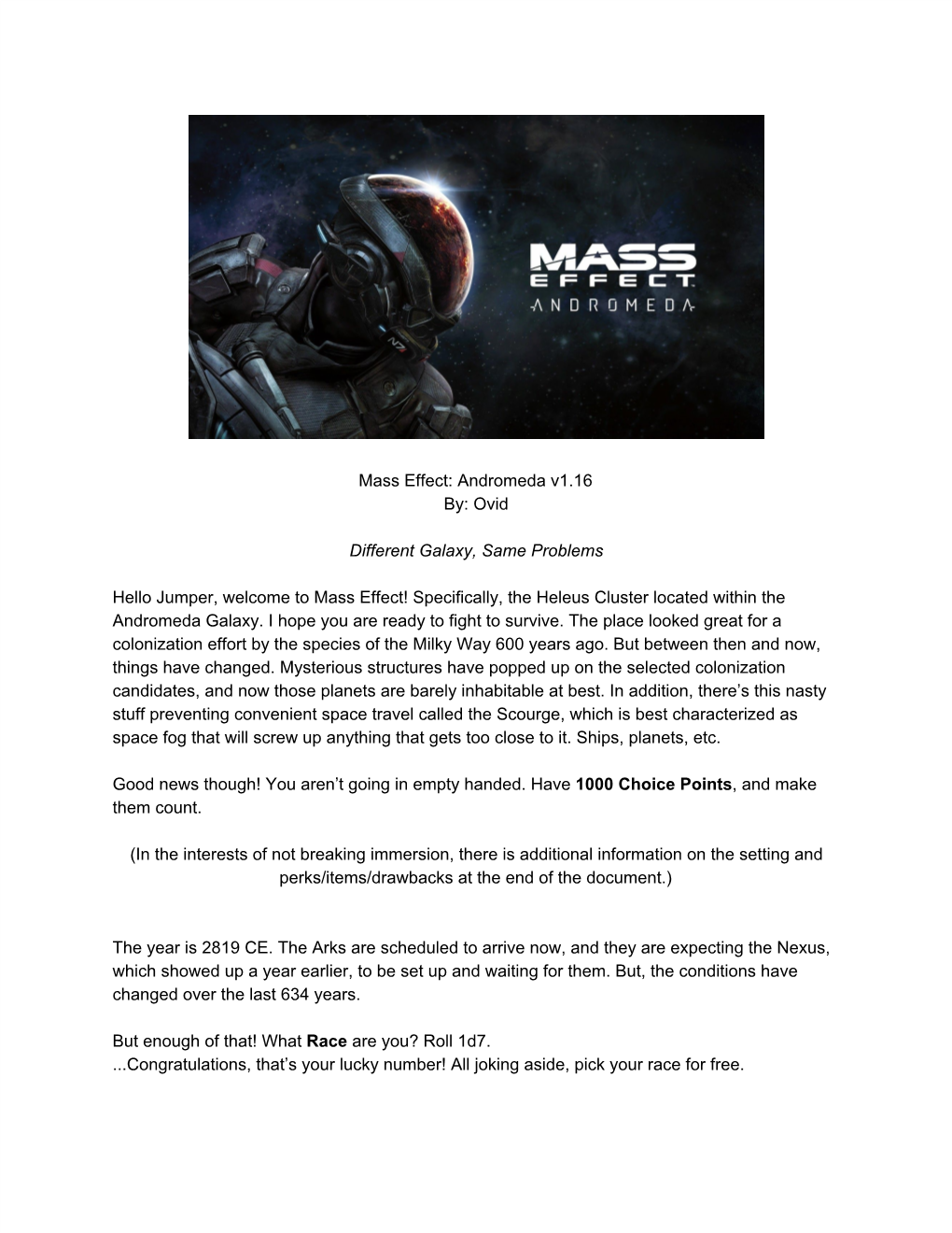 Mass Effect: Andromeda V1.16 By: Ovid Different Galaxy, Same