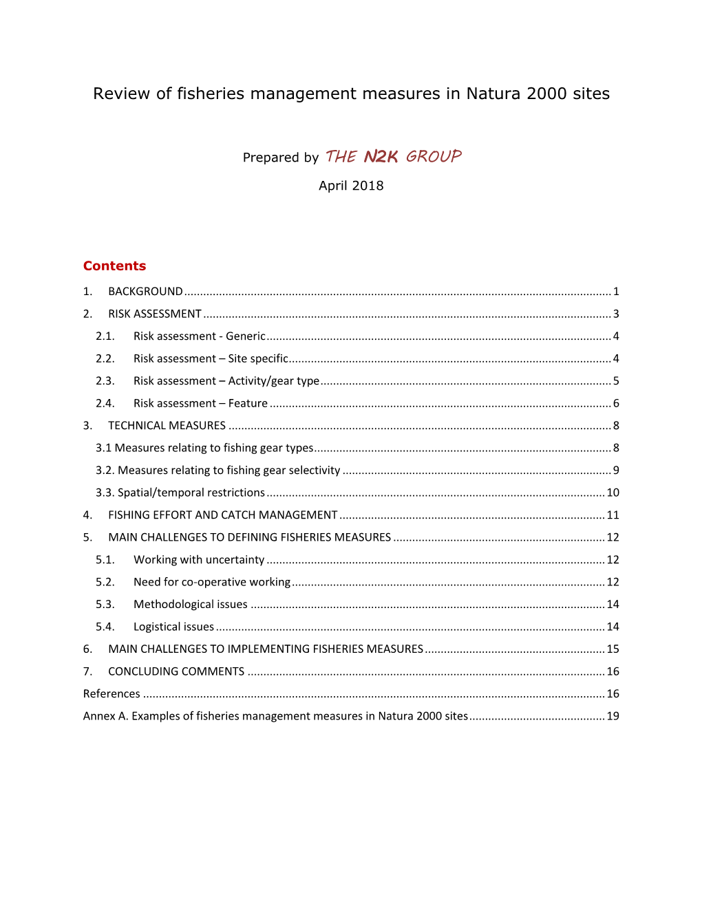 Review of Fisheries Management Measures in Natura 2000 Sites