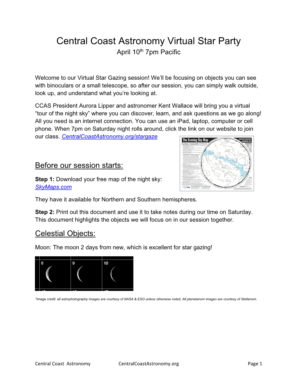 Central Coast Astronomy Virtual Star Party April 10Th 7Pm Pacific