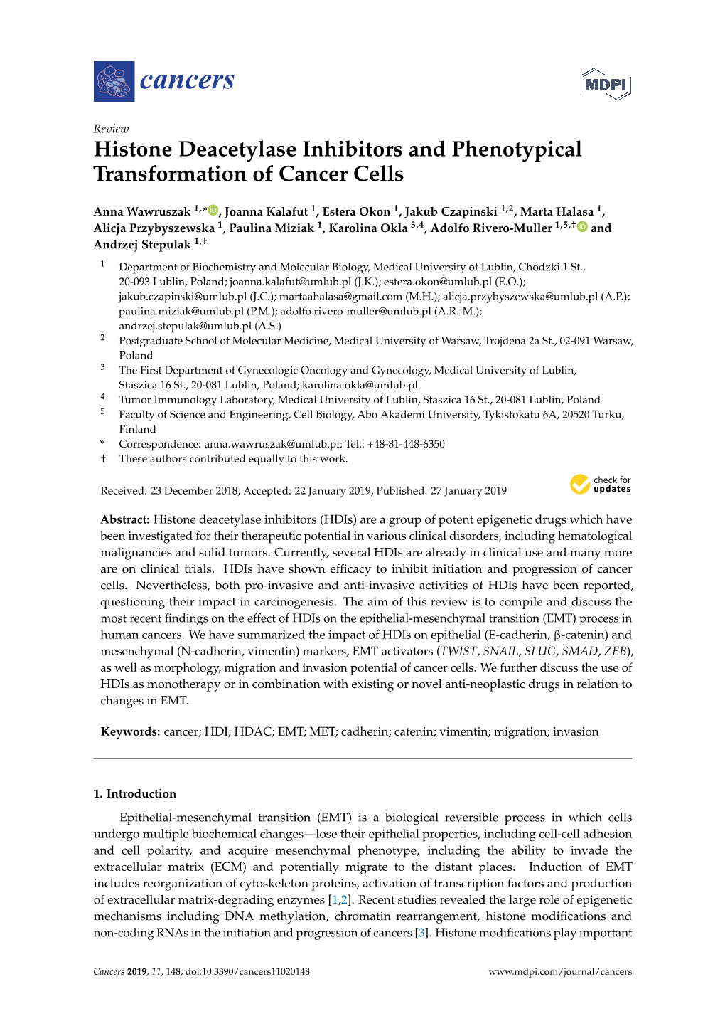Histone Deacetylase Inhibitors and Phenotypical Transformation of Cancer Cells