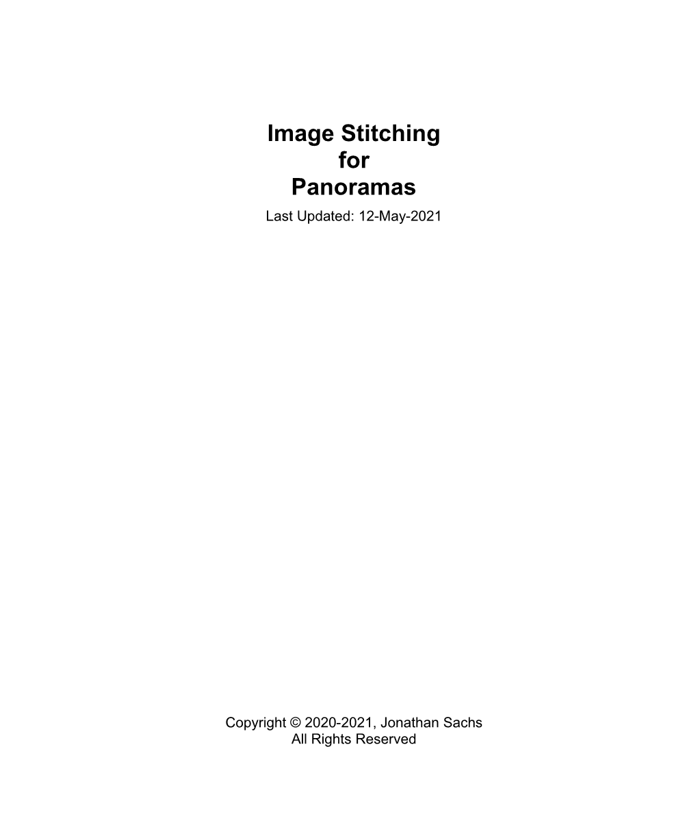 Image Stitching for Panoramas Last Updated: 12-May-2021