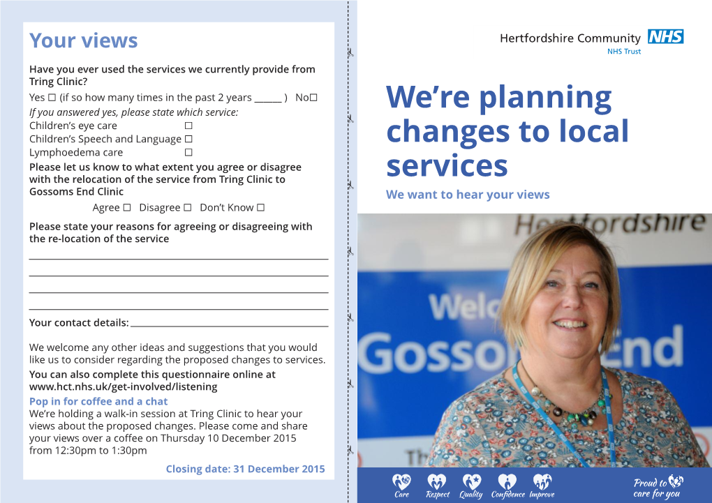 We're Planning Changes to Local Services