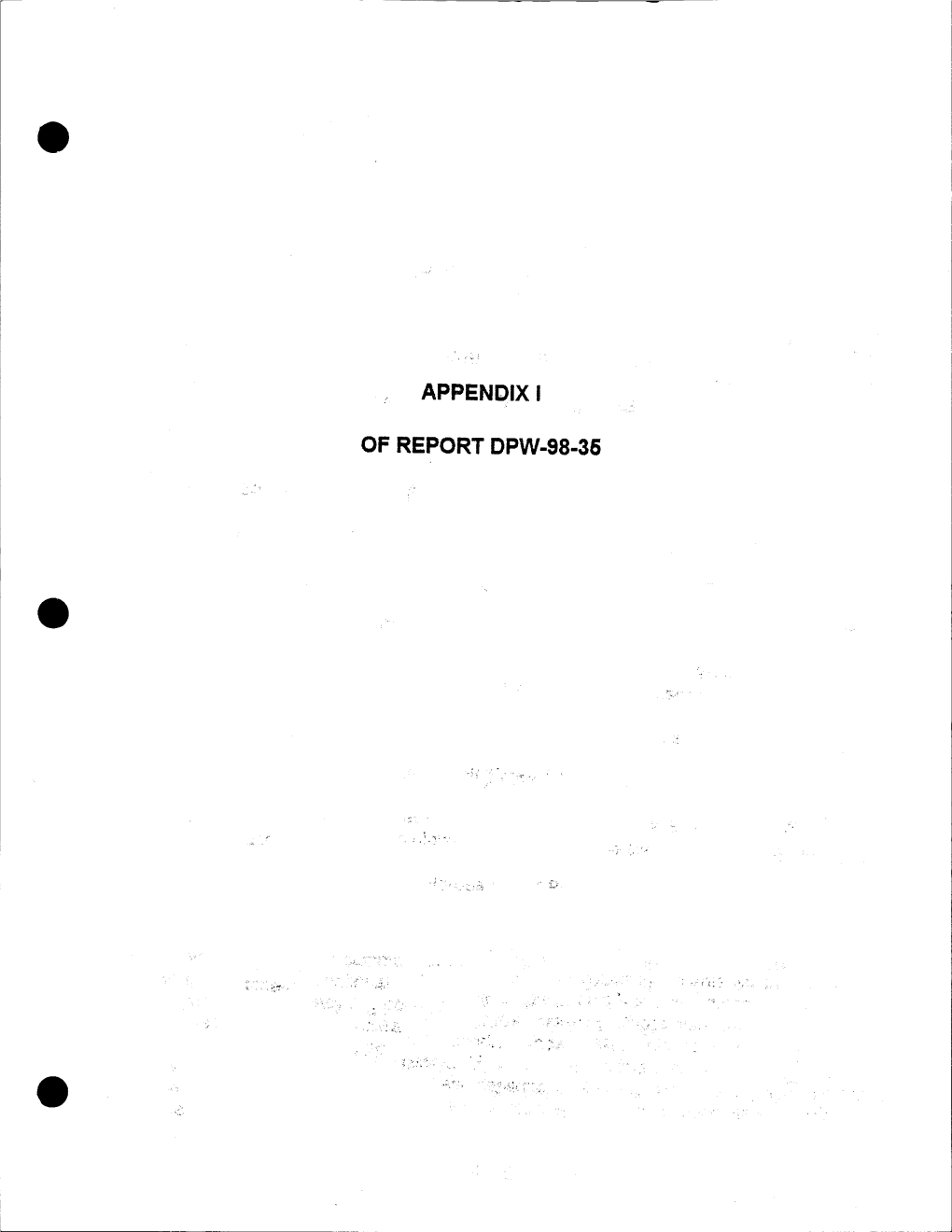 Appendix to Report DPW-98-35