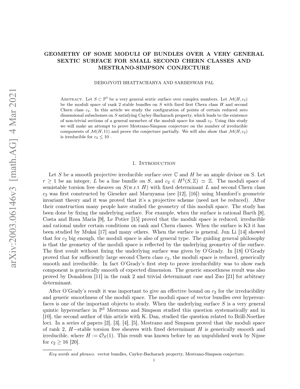 Arxiv:2003.06146V3 [Math.AG] 4 Mar 2021 Eitbetrinfe Hae on Sheaves Free Torsion Semistable Ensuidb Ua 1]Admn Tes Hntesraei Surface the When Others