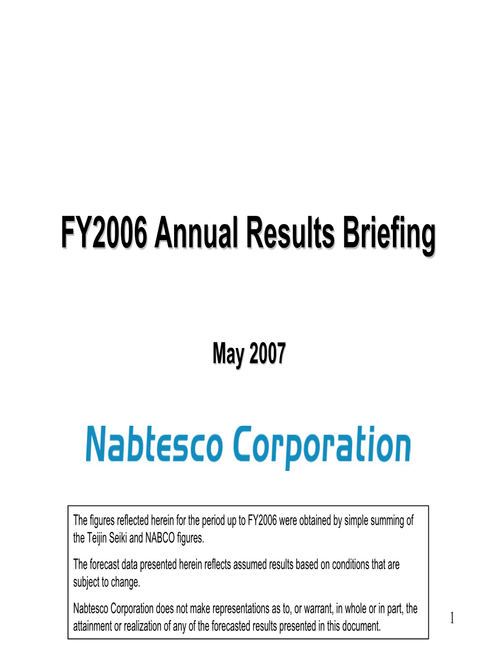 Annual Results Briefing