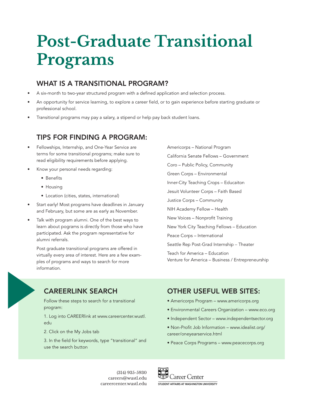 Post-Graduate Transitional Programs