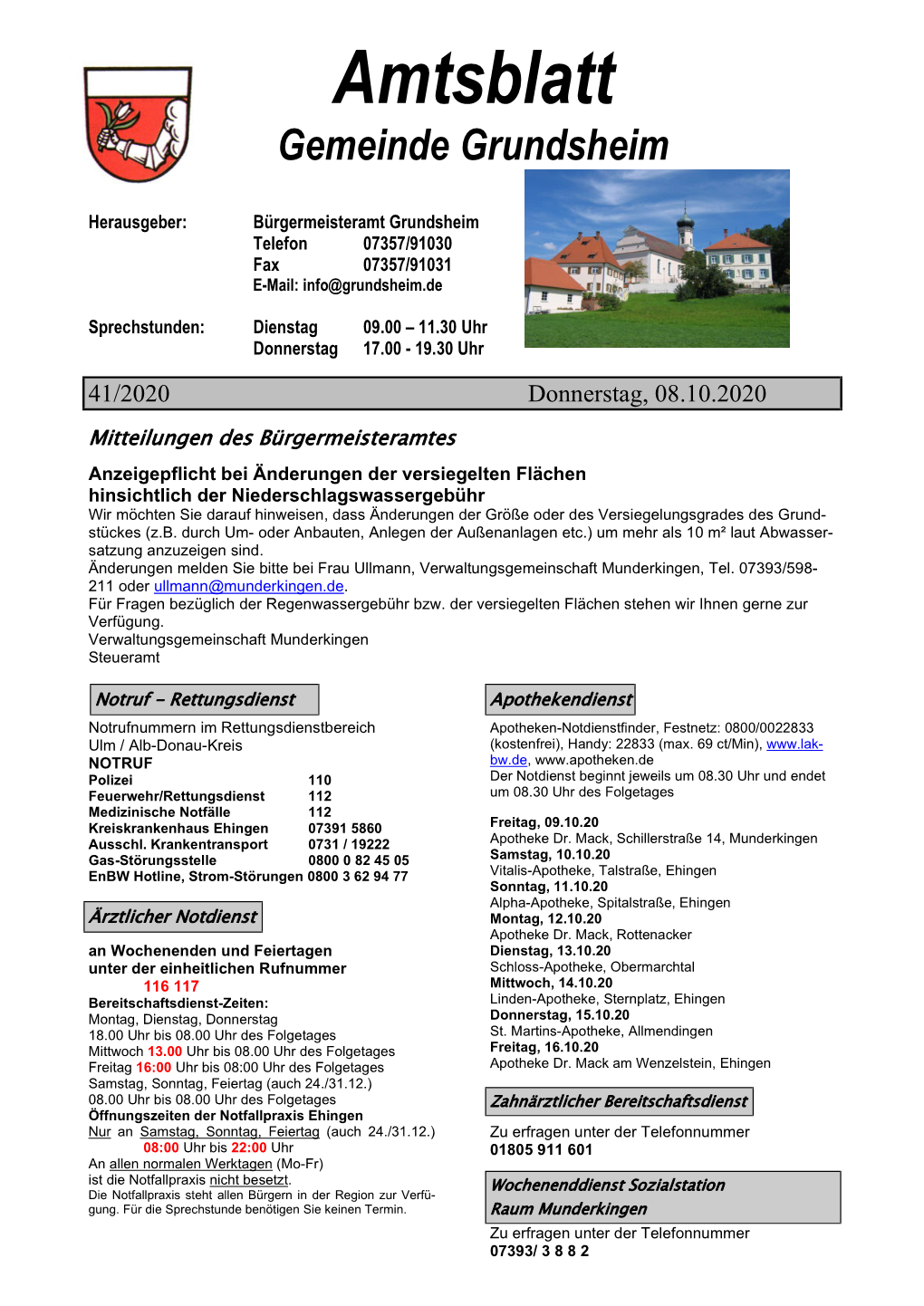 Amtsblatt Gemeinde Grundsheim