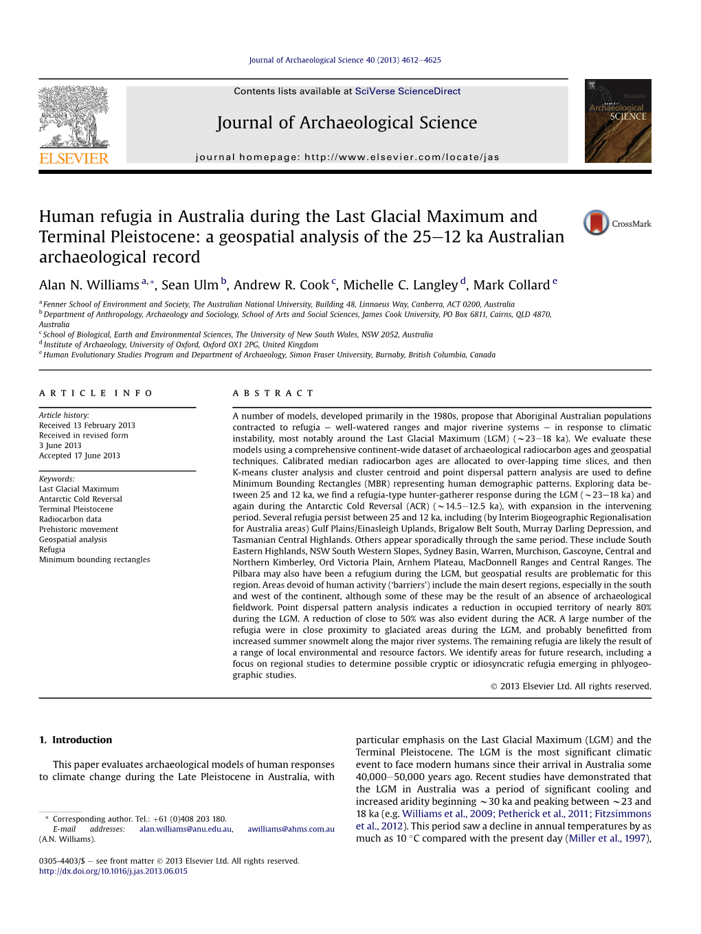 Human Refugia in Australia During the Last Glacial Maximum and Terminal Pleistocene: a Geospatial Analysis of the 25E12 Ka Australian Archaeological Record